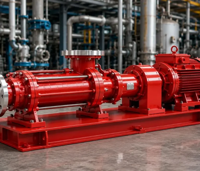 STP pump system: Ropman progressive cavity pump installed in a treatment plant