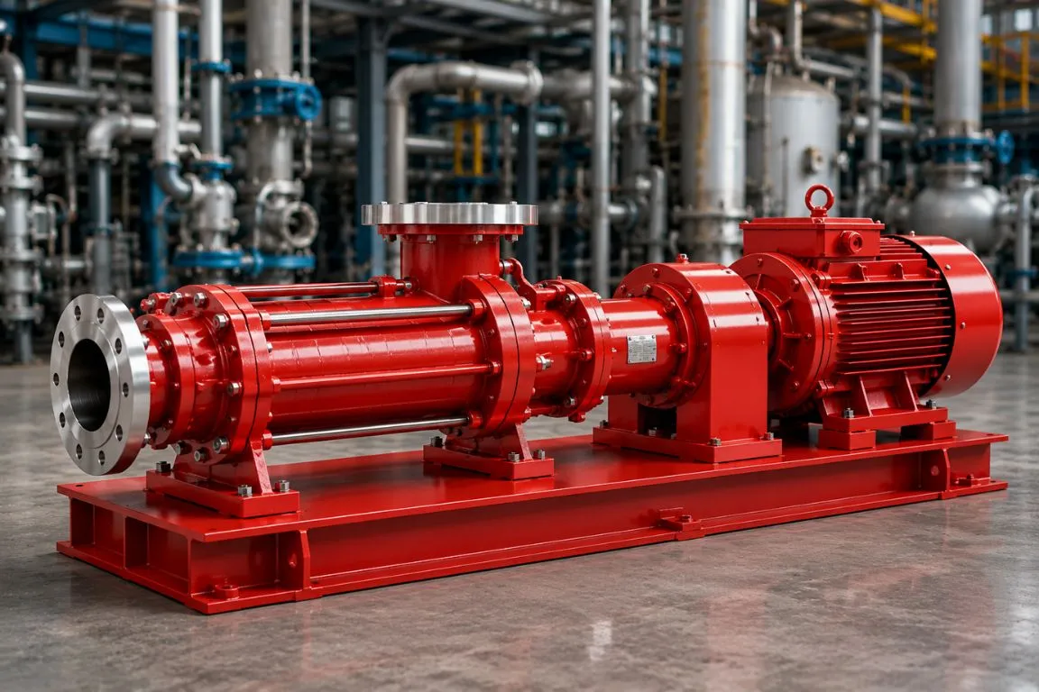 STP pump system: Ropman progressive cavity pump installed in a treatment plant